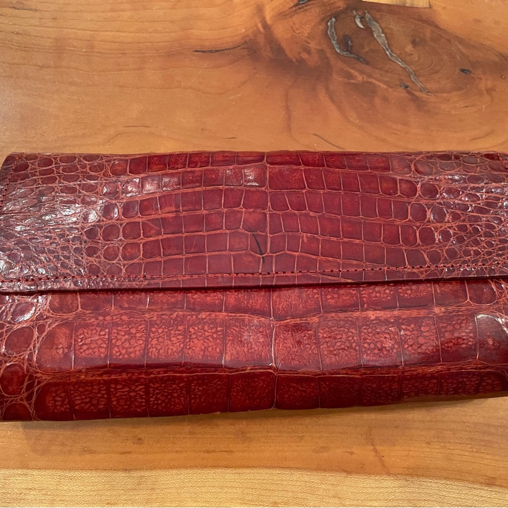 ANGELA ALVAREZ ‘Patricia’ Luxury Vintage Real Croc Clutch. Very Rare! VGUC. 🔥 - Picture 6 of 16